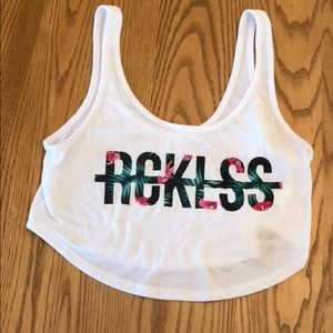 White Cropped Rcklss Tank